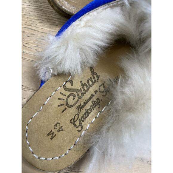 New! Sabah Electric Blue Suede Shearling Baba Mule Slipper Size 43 Men’s 10-10.5 main image 9